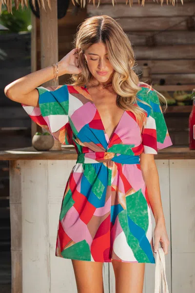 Cupshe Spring Sunshine Abstract Romper In Multi