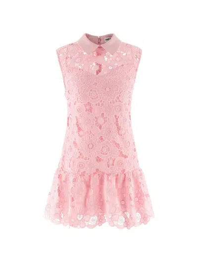 Self-portrait Pink Lace Collared Mini Dress In Multi