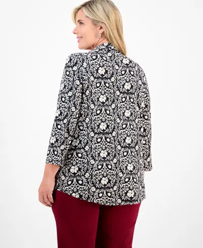 Jm Collection Plus Size Solid V-neck 3/4-sleeve Top, Exclusively At Macy's In Multi