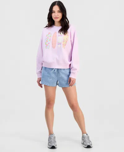 Self Esteem Juniors' Patchwork Surfboard Sweatshirt In Pink