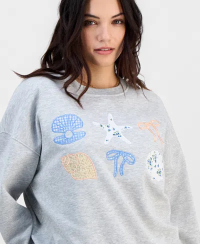 Self Esteem Juniors' Patchwork Graphic Sweatshirt In Gray