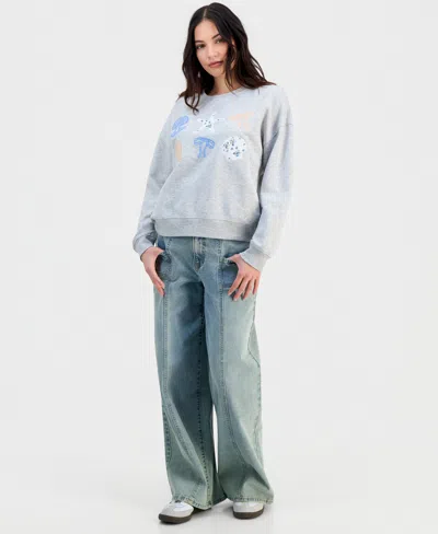 Self Esteem Juniors' Patchwork Graphic Sweatshirt In Gray