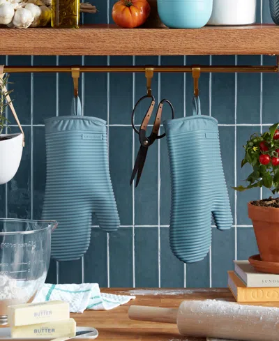 Kitchenaid Ribbed Soft Silicone 2-pc. Oven Mitt Set In Blue