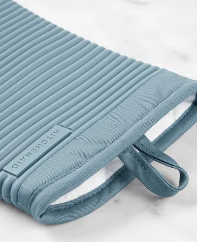Kitchenaid Ribbed Soft Silicone 2-pc. Oven Mitt Set In Blue