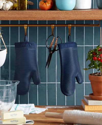 Kitchenaid Ribbed Soft Silicone 2-pc. Oven Mitt Set In Blue