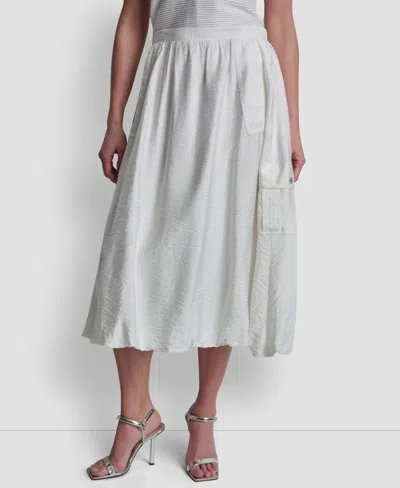 Dkny Pull-on Bubble Hem Cargo Pocket Skirt In White