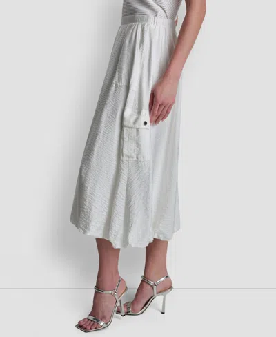 Dkny Pull-on Bubble Hem Cargo Pocket Skirt In White