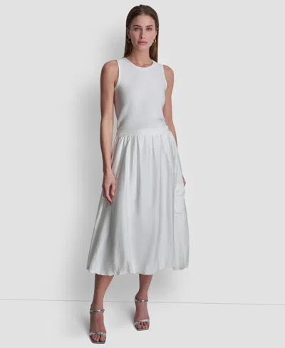 Dkny Pull-on Bubble Hem Cargo Pocket Skirt In White