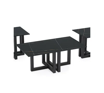 Macy's Emila 3-pc. Rectangle Coffee Table And Rectangle End Tables Set In Black