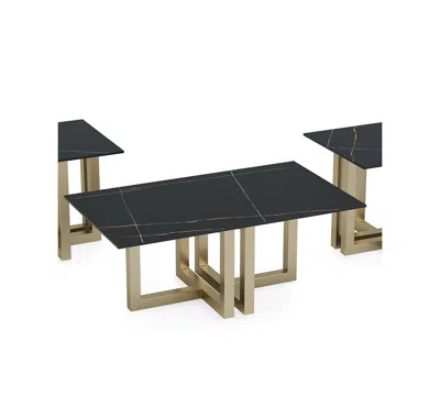 Macy's Emila 3-pc. Rectangle Coffee Table And Rectangle End Tables Set In Black