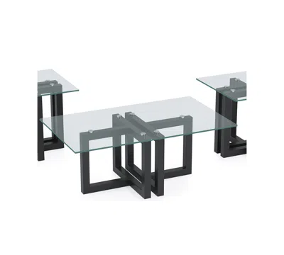 Macy's Emila 3-pc. Rectangle Coffee Table And Rectangle End Tables Set In Black