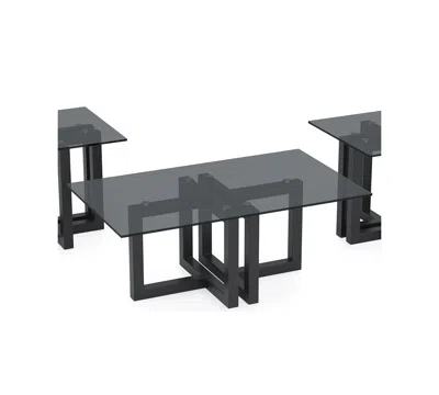 Macy's Emila 3-pc. Rectangle Coffee Table And Rectangle End Tables Set In Black