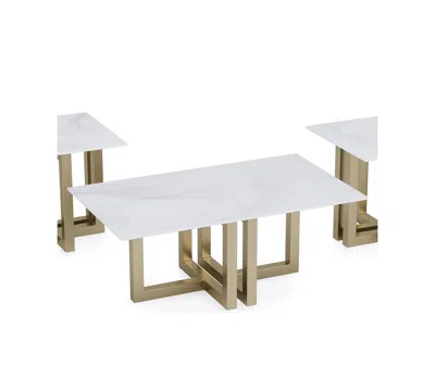 Macy's Emila 3-pc. Rectangle Coffee Table And Rectangle End Tables Set In White