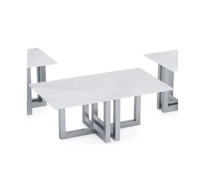 Macy's Emila 3-pc. Rectangle Coffee Table And Rectangle End Tables Set In White