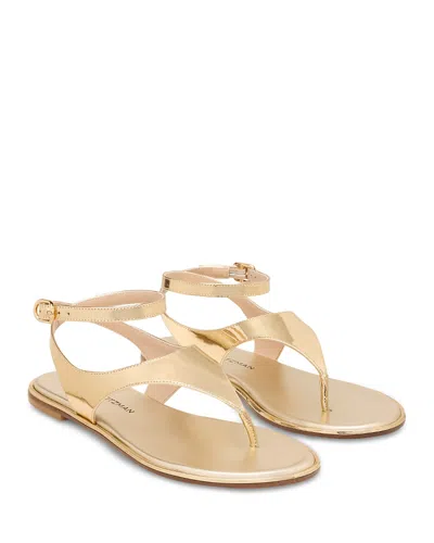 Stuart Weitzman Marley Metallic Leather Ankle-strap Sandals In Gold
