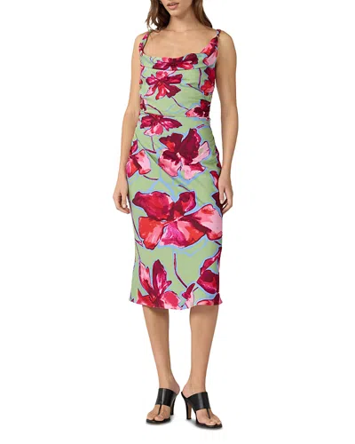 Diane Von Furstenberg Delaney Ruched Cowl-neck Midi Dress In Multi