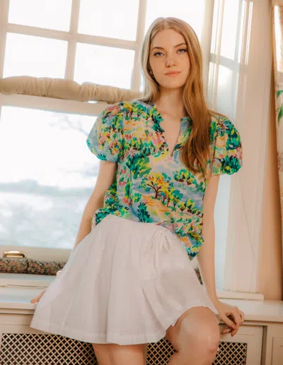 Love The Label Lia Top In Giverny Garden Print In Multi