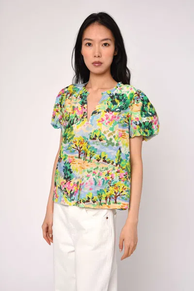 Love The Label Lia Top In Giverny Garden Print In Multi