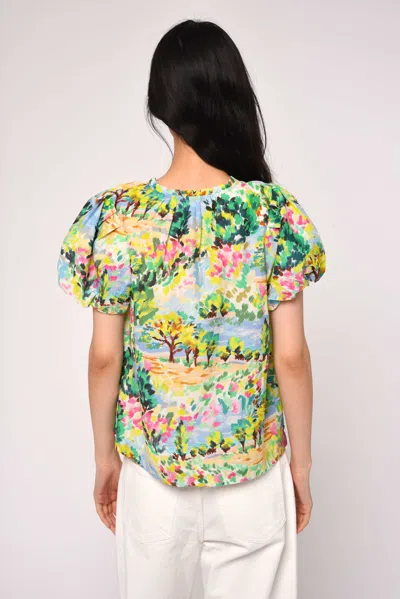 Love The Label Lia Top In Giverny Garden Print In Multi