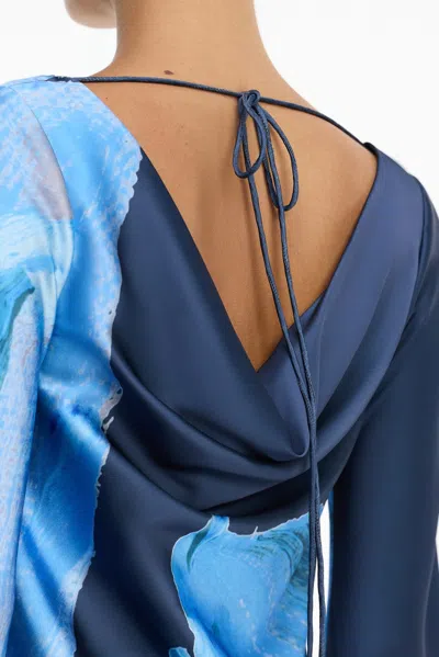 Significant Other Alis Long-sleeve Satin Mini Dress In Blue