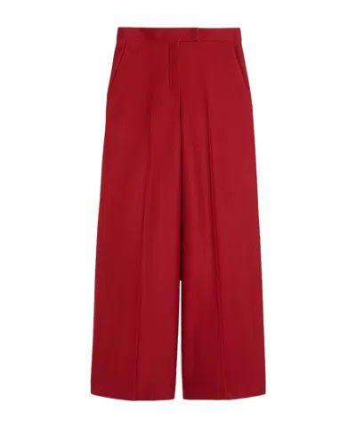 Max Mara Cotton Gabardine Jersey Trousers In Red