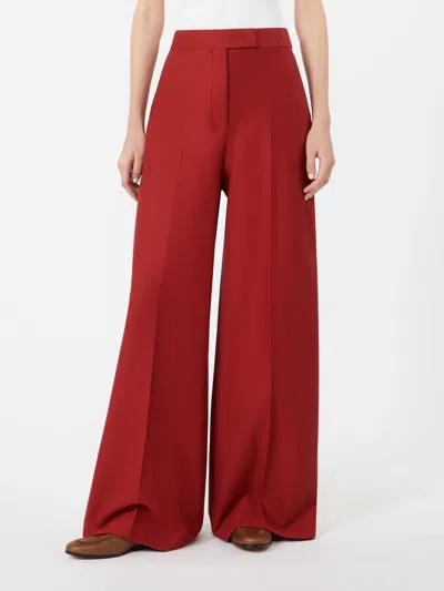 Max Mara Cotton Gabardine Jersey Trousers In Red