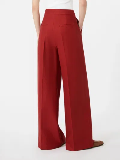 Max Mara Cotton Gabardine Jersey Trousers In Red