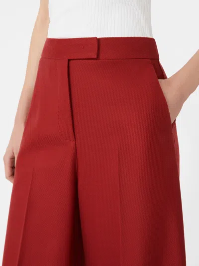 Max Mara Cotton Gabardine Jersey Trousers In Red