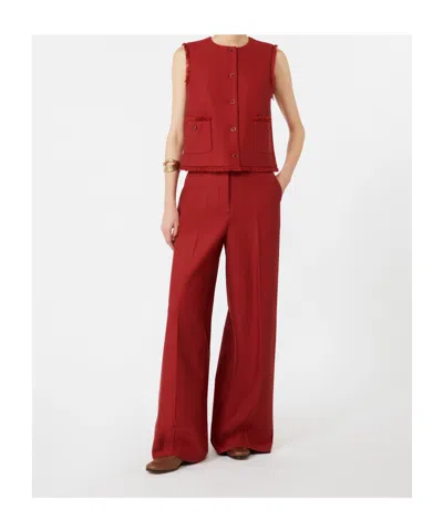Max Mara Cotton Gabardine Jersey Trousers In Red