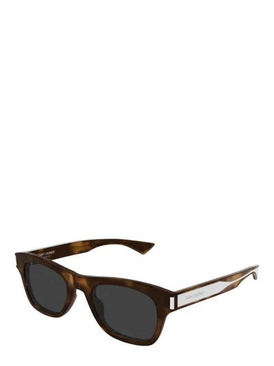 Saint Laurent Rectangle-frame Sunglasses In Brown