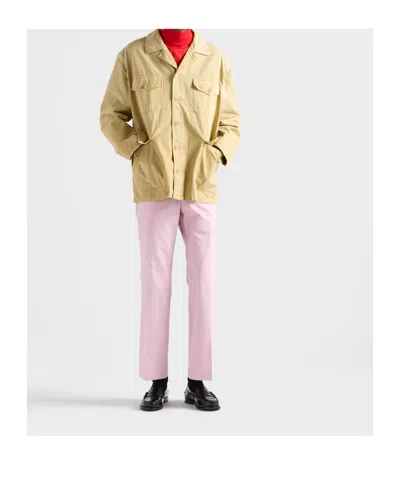 Prada Cotton Jacket Collared Design Four Pockets In Neutral
