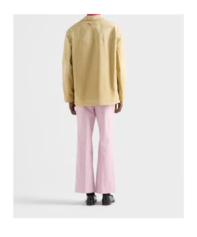 Prada Cotton Jacket Collared Design Four Pockets In Neutral