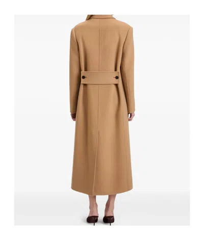 Victoria Beckham Womens Camel Double Faced Peak-lapels Wool And Cashmere Coat In Brown
