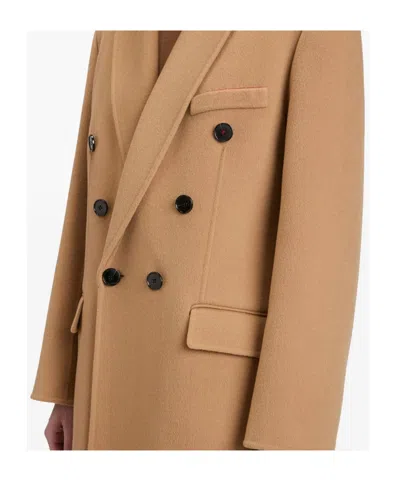 Victoria Beckham Womens Camel Double Faced Peak-lapels Wool And Cashmere Coat In Brown