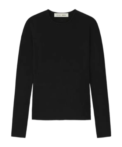 Essentials Black Soft Rib Long Sleeve T-shirt In Black