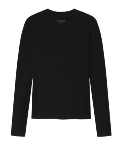 Essentials Black Soft Rib Long Sleeve T-shirt In Black