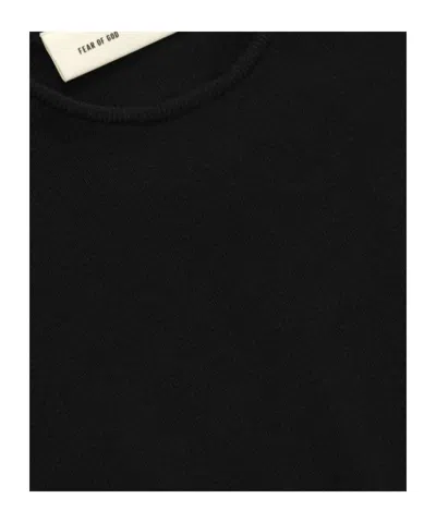 Essentials Black Soft Rib Long Sleeve T-shirt In Black