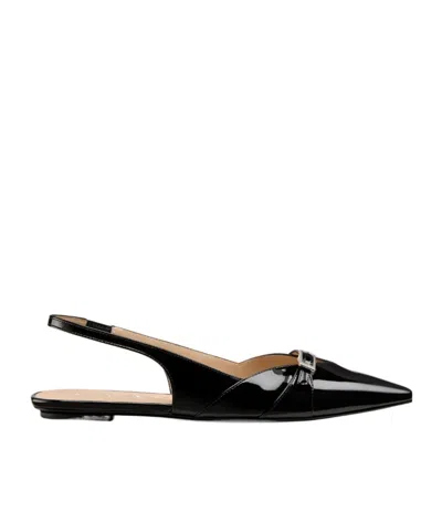Stuart Weitzman Pointed-toe Flat Sandals In Black