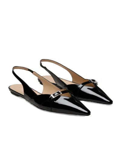 Stuart Weitzman Pointed-toe Flat Sandals In Black