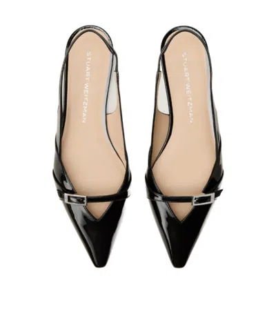 Stuart Weitzman Pointed-toe Flat Sandals In Black