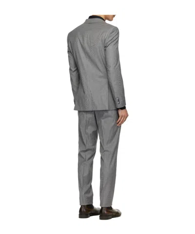 Hugo Boss Houndstooth Long-sleeved Suit In Silver