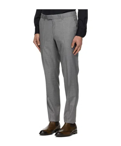 Hugo Boss Houndstooth Long-sleeved Suit In Silver