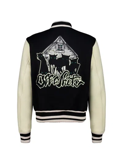 Off-white Black Panthers Varsity Jacket In Black