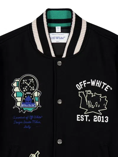 Off-white Black Panthers Varsity Jacket In Black
