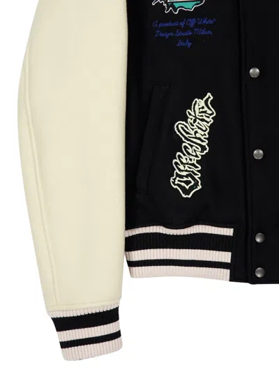 Off-white Black Panthers Varsity Jacket In Black