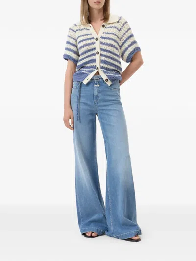 Closed Five-pocket Design Flared Jeans In Blue