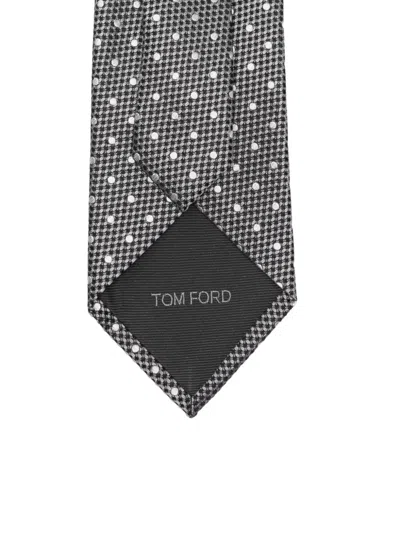 Tom Ford Patterned Tie In Gray
