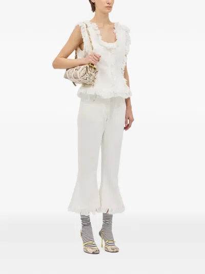 Msgm Ruffled Fringed Blouse In White