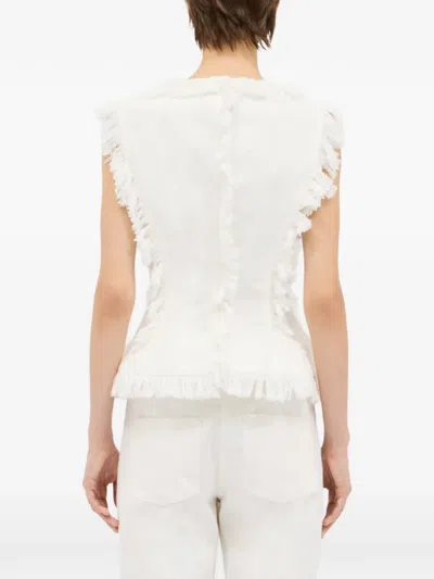 Msgm Ruffled Fringed Blouse In White