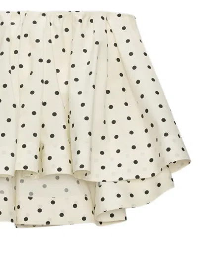 Msgm Polka-dot Tiered Top In Neutral